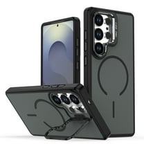 Case for Samsung Galaxy S25 FE, Compatible with MagSafe, Luxury TPU PC Ultra Slim Metal Camera Frame Kickstand Shockproof Drop Protective Anti-Scratch Phone Case Cover for S25 FE, Black