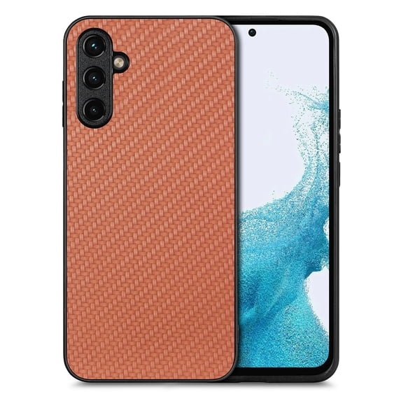Case for Samsung Galaxy S25 Fiber Texture Case, Slim Thin Protective Cover Skin for Samsung Galaxy S25, with Anti-Slip Strip Sturdy Shockproof Lens Protection Phone Case, Brown