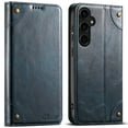 thumbnail image 1 of Case for Samsung Galaxy S25 Plus, Magnetic Matte Premium PU Leather Stand Flip Cover with Card Slots and Wallet, Shockproof and Full Body Protection Compatible with S25 Plus - Blue, 1 of 9