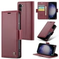 thumbnail image 1 of Case for Samsung Galaxy S25 Plus Wallet Case, Retro PU Leather Flip Case with Magnetic Closure, [RFID Blocking] Card Holder and Kickstand for Men Women, TPU Shockproof Full Protective Case, Wine, 1 of 11