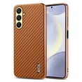 thumbnail image 1 of Case for Samsung Galaxy S25 Ultra, Carbon Fiber Pattern Design [Military Grade Protection] Shockproof Protective Plating Frame Case, Anti-Scratch Ultra Slim Cover for Galaxy S25 Ultra, Brown, 1 of 8