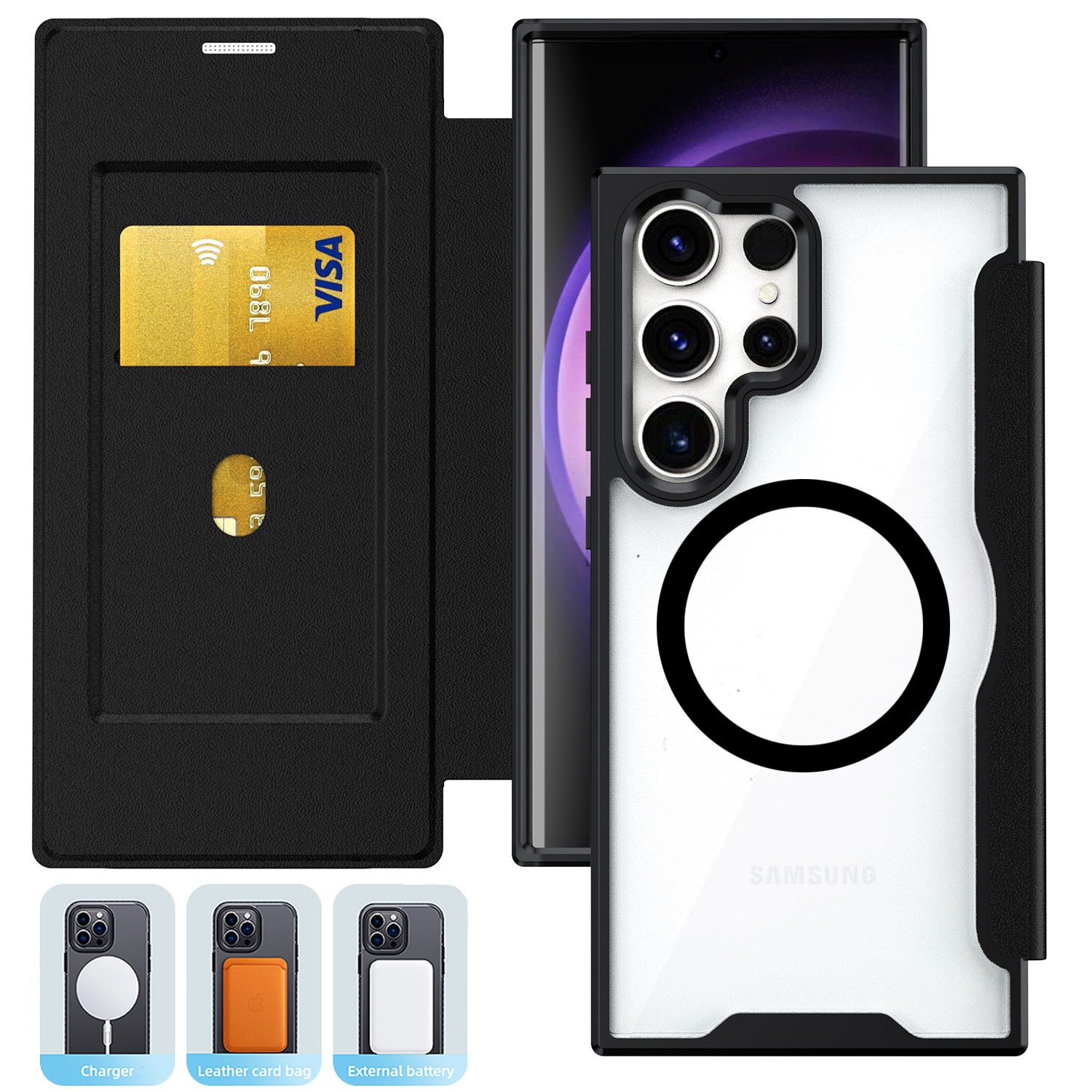 Case for Samsung Galaxy S25 Ultra Case Wallet Compatible with Mag-Safe