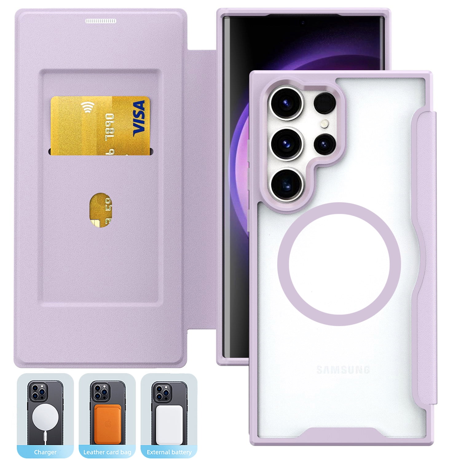 Case for Samsung Galaxy S25 Ultra Case Wallet Compatible with Mag-Safe