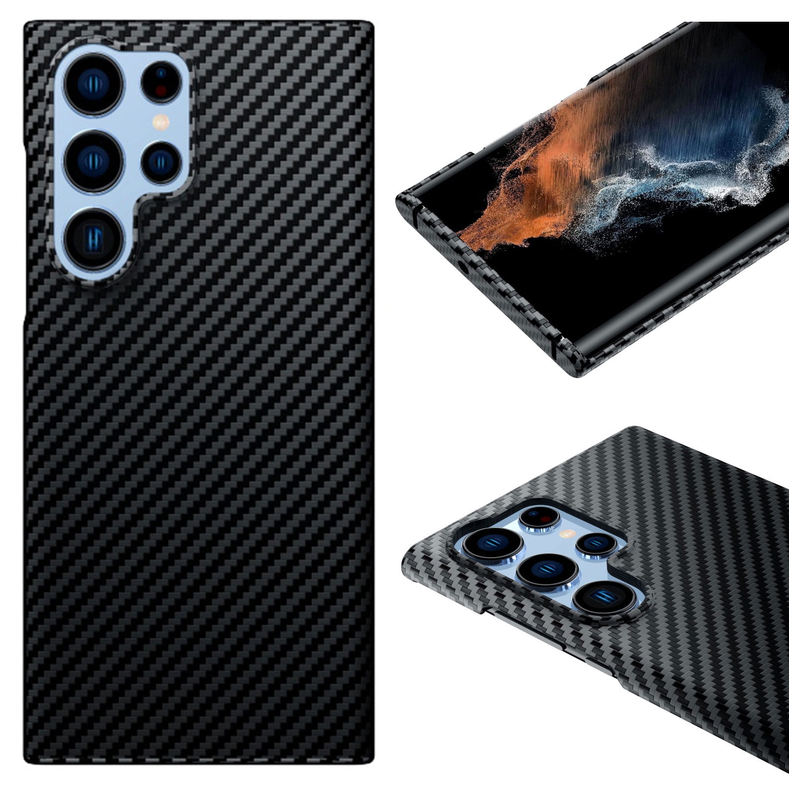 Case for Samsung Galaxy S25 Ultra, Compatible with Wireless Charging, Ultra Slim & Lightweight with Carbon Fiber Texture Anti-drop Anti-scratch Phone Cover for Samsung Galaxy S25 Ultra, Black
