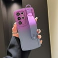 thumbnail image 1 of Case for Samsung Galaxy S25 Ultra, Luxury Gradient Color Silicone Cute Wavy Frame Wristband Kickstand Skin Friendly Ultra Slim Phone Case Cover for Men Women Boys Girls for S25 Ultra, Purple+Gray, 1 of 11