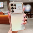 thumbnail image 1 of Case for Samsung Galaxy S25 Ultra, Luxury Plating Wave Frame and Cute Heart Pattern, Camera Lens Edge Raised Protection, Slim Shockproof Hybrid Case for Samsung Galaxy S25 Ultra, White, 1 of 8