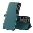 thumbnail image 1 of Case for Samsung Galaxy S25 Ultra, PU Leather Drop Resistant All-inclusive Protection Flip Folio Phone Case with Magnetic Closure Mirror Window Stand Cover for Samsung Galaxy S25 Ultra, Cyan, 1 of 7