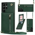 thumbnail image 1 of Case for Samsung Galaxy S25 Ultra Wallet Case, Crossbody Phone Purse with Card Holder for Women Girls, Zipper Classic PU Leather Flip Cover with Shoulder Strap for Samsung Galaxy S25 Ultra, Green, 1 of 11