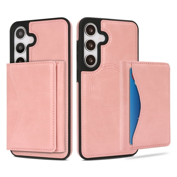 Case for Samsung Galaxy S25+ Wallet Case with Detachable Folio Card Holder [RFID Blocking], Kickstand, Magnetic Back Case Compatible with Mag-Safe, Protective Cover for Samsung Galaxy S25+, Pink