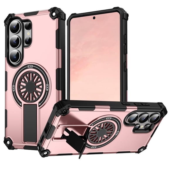Case for Samsung Galaxy S26 Ultra 5G Built-in Stand [Compatible with Mag-Safe] Shockproof Protective rotating gyroscope magnetic Cover Case,Rose gold,For Galaxy S26 Ultra 5G