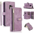 thumbnail image 1 of Case for Samsung Galaxy S9 Plus, 9 Card Slots Retro Leather Wallet Shockproof Flip Cover with Hand Strap Card Slots Zipper Pocket Kickstand Handbag Magnetic Closure - Retro Purple, 1 of 16