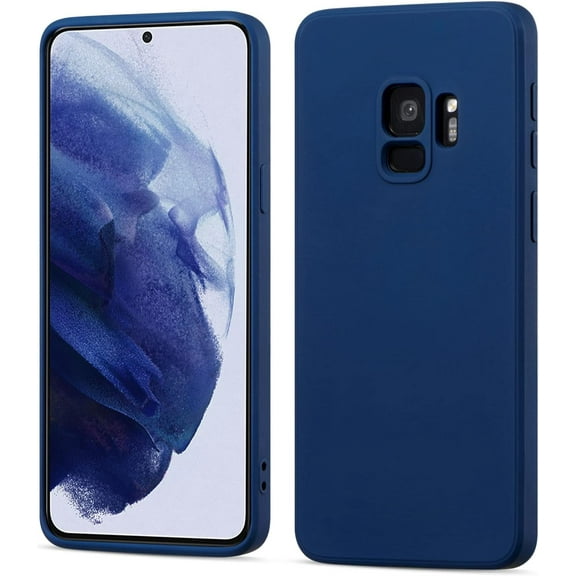 Case for Samsung Galaxy S9, Slim Liquid Silicone Case Shockproof Full Body Protection Phone Case with Anti-Scratch Microfiber Ultra Slim Soft Rubber Cover Cute Bumper - Navy Blue
