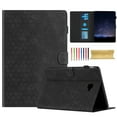 thumbnail image 1 of Case for Samsung Galaxy Tab A 10.1" 2016 SM-T580 / SM-T585, Embossed PU Leather Cover Flip with Smart Auto Wake / Sleep Stand Function Pencil Holder and Card Slots & Footgrip Case, Black, 1 of 5