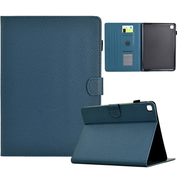 Case for Samsung Galaxy Tab A 10.1 2019 SM-T515/SM-T510, Carbon Fiber Pattern Premium PU Leather Wallet Stand Protective Auto Sleep Wake Cover with Pen Slot for Tab A 10.1 2019, Darkblue