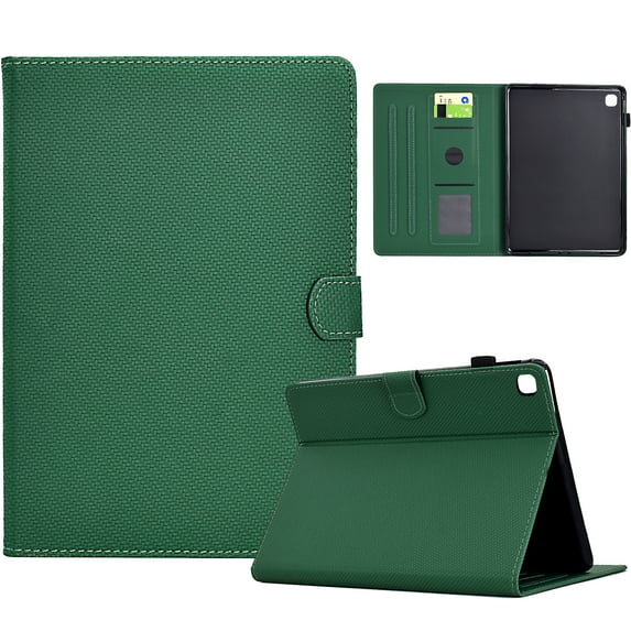 Case for Samsung Galaxy Tab A 10.1 2019 SM-T515/SM-T510, Carbon Fiber Pattern Premium PU Leather Wallet Stand Protective Auto Sleep Wake Cover with Pen Slot for Tab A 10.1 2019, Dark Green