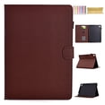 thumbnail image 1 of Case for Samsung Galaxy Tab A 10.1 2019 SM-T515/SM-T510, Carbon Fiber Texture PU Leather Multi-Angle Viewing Stand Shockproof Flip Case with Card Slots Magnetic Clasp, Brown, 1 of 6