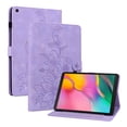 thumbnail image 1 of Case for Samsung Galaxy Tab A 10.1 2019 SM-T515/SM-T510, Flower Pattern PU Leather Multi-Angle Viewing Stand Shockproof Flip Case with Card Slot, Magnetic Clasp, Pencil Slot, Purple, 1 of 11