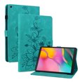 thumbnail image 1 of Case for Samsung Galaxy Tab A 10.1 2019 SM-T515/SM-T510, Flower Pattern PU Leather Multi-Angle Viewing Stand Shockproof Flip Case with Card Slot, Magnetic Clasp, Pencil Slot, Green, 1 of 11