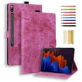 thumbnail image 1 of Case for Samsung Galaxy Tab 12.4" S7 Plus/S8 Plus/S7 FE, Embossed Auto Wake/Sleep Multiple Viewing Angles PU Leather Magnetic Stand Flip Folio Case Cover with Card Slots & Pencil Holder, Rose, 1 of 8