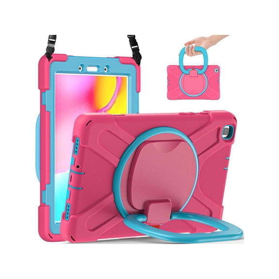 Case for Samsung Galaxy Tab A 8.0 2019, Heavy Duty Rugged Shockproof Case with Hand Strap, Kickstand, Carrying Shoulder Strap for Galaxy Tab A 8.0 2019 Model SM-T290 SM-T295 SM-T297