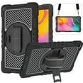thumbnail image 1 of Case for Samsung Galaxy Tab A 10.1 2019 Model SM-T510/T515, Kids Friendly Heavy Duty Rugged Shockproof Adjustable Kickstand Full Protective Tablet Cover with Hand/Shoulder Strap, Black, 1 of 8
