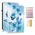 thumbnail image 1 of Case for Samsung Galaxy Tab A11+ 11.0" 2025 / A9+ 11.0" 2023, Slim Kickstand PU Leather Flower Butterfly Pattern Heavy Duty Protection Folio Cover, with 2 Card Slots & Elastic Band & Stylus Slot - K, 1 of 7