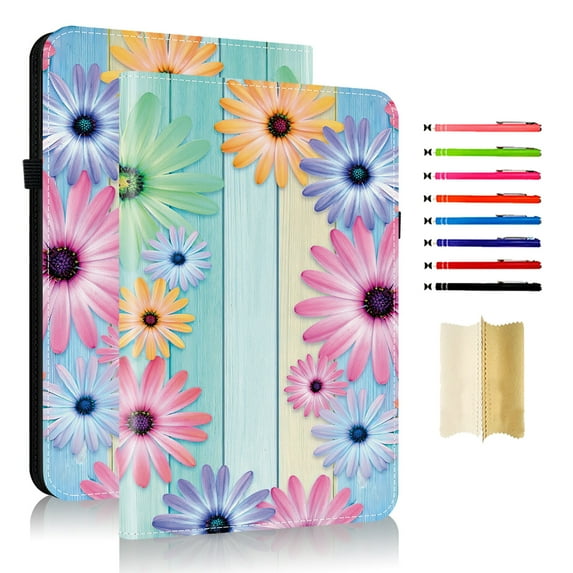Case for Samsung Galaxy Tab A11+ 11.0" 2025 / A9+ 11.0" 2023, Slim Kickstand PU Leather Flower Butterfly Pattern Heavy Duty Protection Folio Cover, with 2 Card Slots & Elastic Band & Stylus Slot - G