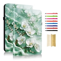 Case for Samsung Galaxy Tab A11  11.0" 2025 / A9  11.0" 2023, Slim Kickstand PU Leather Flower Butterfly Pattern Heavy Duty Protection Folio Cover, with 2 Card Slots & Elastic Band & Stylus Slot - A