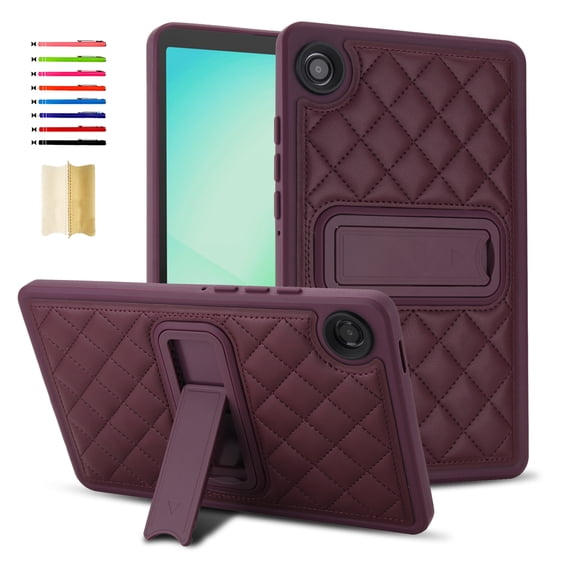 Case for Samsung Galaxy Tab A11+ 11.0" 2025/A9+ 2023, Slim Premium PU Leather Tablet Cover with Flexible TPU Frame, Hidden Adjustable Kickstand Heavy Duty Protection Shock-Absorbing Case, Winered