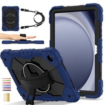 Case for Samsung Galaxy Tab A11  11.0" 2025 SM-X230 / SM-X235 / SM-X236B, Rugged Shockproof Case with Crossbody Strap [360° Rotating Hand Strap] & Adjustable Stand, Navyblue Black