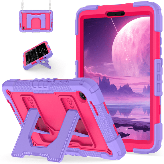 Case for Samsung Galaxy Tab A11 2025/A9 2023 8.7 inch Model (SM-X110/X115/X130/X135) Contrast Color Multiple Protection Cover With Foldable Stand and Shoulder Strap
