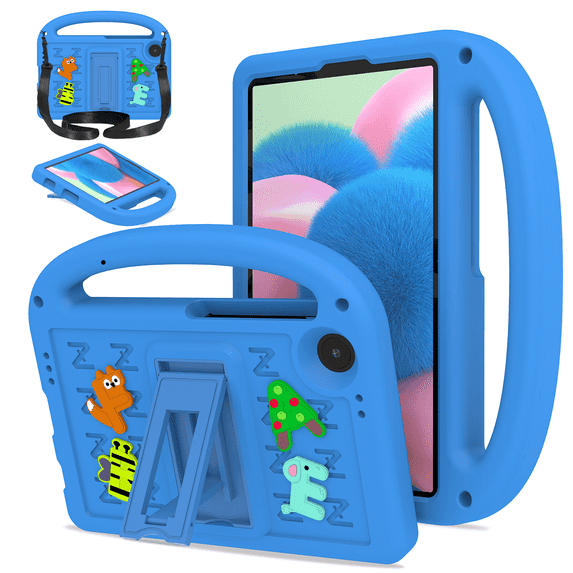 Case for Samsung Galaxy Tab A11 2025/A9 2023 8.7 inch Model (SM-X110/X115/X130/X135) Letter Pattern Portable Kids Shockproof Cover with Stand and Shoulder Strap