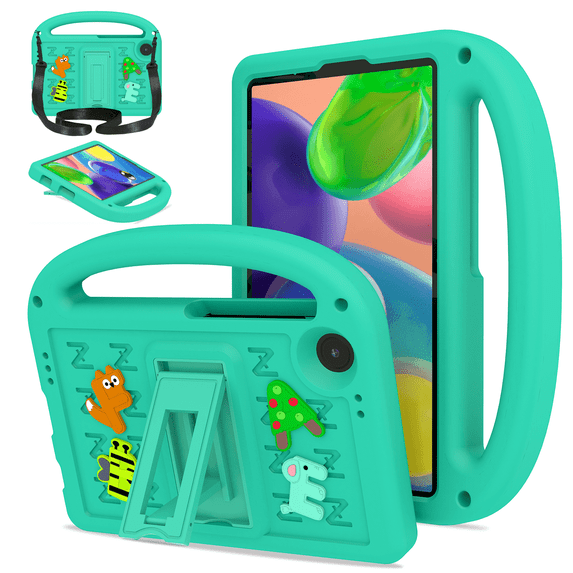 Case for Samsung Galaxy Tab A11 2025/A9 2023 8.7 inch Model (SM-X110/X115/X130/X135) Letter Pattern Portable Kids Shockproof Cover with Stand and Shoulder Strap
