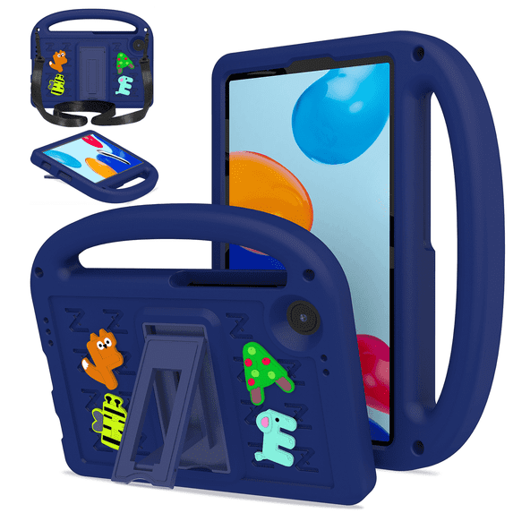 Case for Samsung Galaxy Tab A11 2025/A9 2023 8.7 inch Model (SM-X110/X115/X130/X135) Letter Pattern Portable Kids Shockproof Cover with Stand and Shoulder Strap