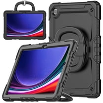 Case for Samsung Galaxy Tab A11  2025/Tab A9 Plus 2023 11 inch, 360 Rotating Stand Handle Pencil Holder Shoulder Strap Heavy Duty Shockproof Cover, Black