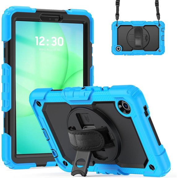 Case for Samsung Galaxy Tab A11 8.7 Inch 2025 and Galaxy Tab A9 8.7Inch 2023, Heavy Duty Shockproof Protective Case with 360° Rotating Stand, Hand Strap/Shoulder Strap