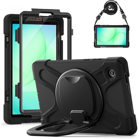 Case for Samsung Galaxy Tab A11 8.7 Inch 2025 and Galaxy Tab A9 8.7Inch 2023,Rugged Silicone Cover with Handle Grip, 360 Kickstand, Strap & S Pen Holder