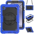 thumbnail image 1 of Case for Samsung Galaxy Tab A11/A9 8.7 inch 2025/2023 with Screen Protector, 360 Degree Rotating Kickstand Hand Strap Heavy Duty Shockproof Cover with Shoulder Strap, Blue, 1 of 7