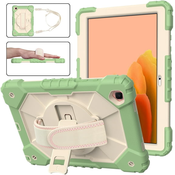 Case for Samsung Galaxy Tab A7 10.4 2020 Model SM-T500/T505, Kids Shockproof Rugged Hybrid 360 Rotating Stand Cover with Hand Shoulder Strap/Pencil Holder