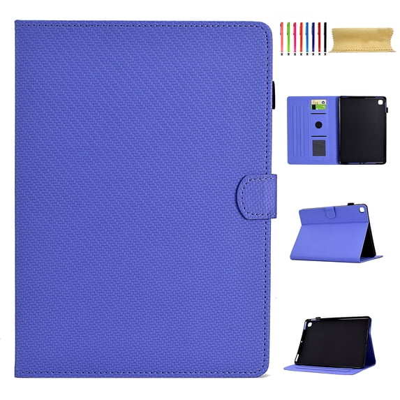 Case for Samsung Galaxy Tab A7 10.4" 2020 SM-T500 / SM-T505 / SM-T505N, Carbon Fiber Texture PU Leather Multi-Angle Viewing Stand Shockproof Flip Case with Card Slots Magnetic Clasp, Purple