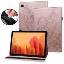 Case for Samsung Galaxy Tab A7 10.4 SM-T500/T505/T507 - TECHCIRCLE Multi-Angle Folio Stand Premium Embossed Butterfly PU Leather Protective Smart Cover with Auto Wake Sleep, Rosegold