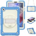 thumbnail image 1 of Case for Samsung Galaxy Tab A7 Lite 2021 8.7 inch with Screen Protector, 360 Degree Rotating Kickstand Hand Strap Heavy Duty Shockproof Cover with Shoulder Strap, Cream Navy, 1 of 7