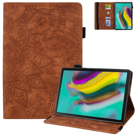 Case for Samsung Galaxy Tab A7 Lite 8.7 2021 Model SM-T220/T225, Slim Embossed Flower Premium Faux Leather Folio Stand Protective Cover with Card Holders