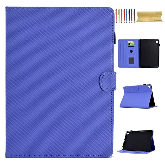 Case for Samsung Galaxy Tab A7 Lite 8.7" 2021 SM-T225/SM-T220/SM-T225N/SM-T227U, Carbon Fiber Texture PU Leather Multi-Angle Viewing Stand Shockproof Flip Case with Card Slots Magnetic Clasp, Purple