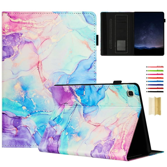 Case for Samsung Galaxy Tab A7 Lite 8.7" 2021 SM-T225/SM-T220/SM-T225N/SM-T227U Marble Pattern, PU Leather Kickstand Magnetic Wallet Folio Flip Case with Card Slots & Elastic Band & Pencil Holder, A