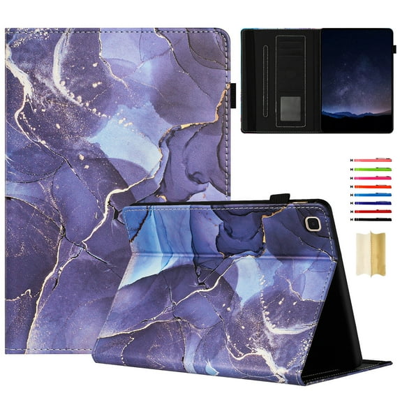 Case for Samsung Galaxy Tab A7 Lite 8.7" 2021 SM-T225/SM-T220/SM-T225N/SM-T227U Marble Pattern, PU Leather Kickstand Magnetic Wallet Folio Flip Case with Card Slots & Elastic Band & Pencil Holder, E