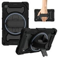 thumbnail image 1 of Case for Samsung Galaxy Tab A7 Lite 8.7" T220/T225 Military Grade Silicone Shockproof Heavy Duty Protective Cover with Handle + Pencil Holder + Hand Strap + Rotating Stand - Black, 1 of 11
