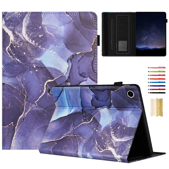 Case for Samsung Galaxy Tab A8 10.5" 2022 SM-X200/X205 Marble Pattern, Premium PU Leather Kickstand Magnetic Wallet Folio Flip Auto Sleep / Wake Case with Card Slots & Elastic Band & Pencil Holder, E