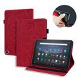 thumbnail image 1 of Case for Samsung Galaxy Tab A8 10.5" 2022 SM-X200/X205, Multi-Angle Viewing Folio Stand Smart Shell Embossed Pattern PU Leather Cover with Auto Sleep/Wake Pencil Holder Card Slot Case, Red, 1 of 15