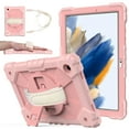 thumbnail image 1 of Case for Samsung Galaxy Tab A8 10.5" 2022 SM-X200/X205/X207, Rugged Shockproof Case with Crossbody Strap & Pencil Holder [360° Rotating Hand Strap] & Stand, Case for Tab A8 2022, E-rosegold, 1 of 7